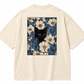 Midnight Cat Floral Oversized T-Shirt
