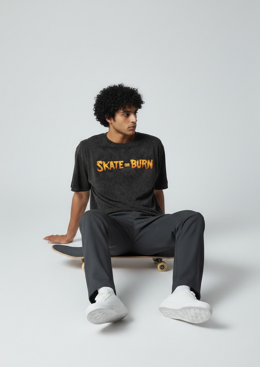 Skate Or Burn Vintage Oversized Heavyweight T-Shirt